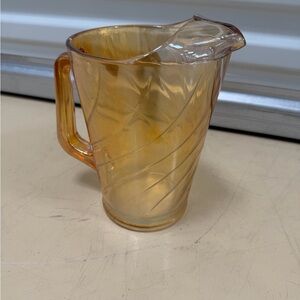 Amber Glass Pitcher - Amber Swirl Design